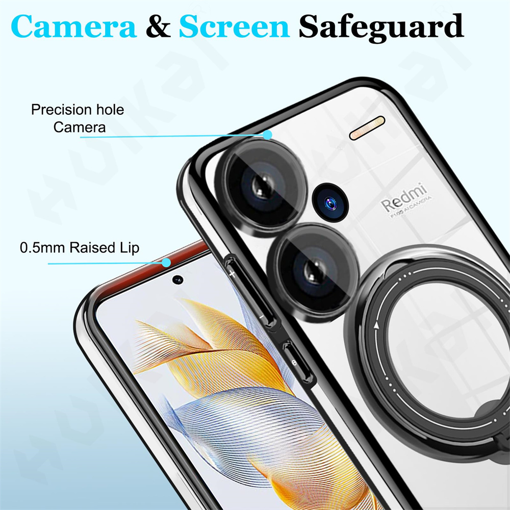 Etui til redmi note 13 pro plus 4g 5g xiaomi poco  x6 pro  x6 13t magsafe transparent ring trådløs opladning magnetisk linsecover