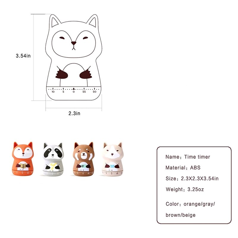 2 Pack Leuke Keuken Timer, Mechanische Timer Voor Kinderen, 60 Minuut Dier Timer Voor Koken/Lezen/Doen Sport