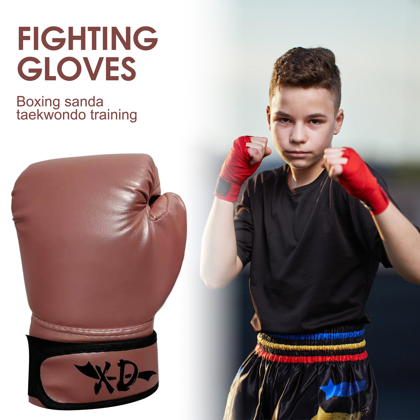 Guante de boxeo de PU, guantes de entrenamiento para Sparring, guantes de boxeo, guantes de boxeo para niños, Muay Thai MMA Kickboxing