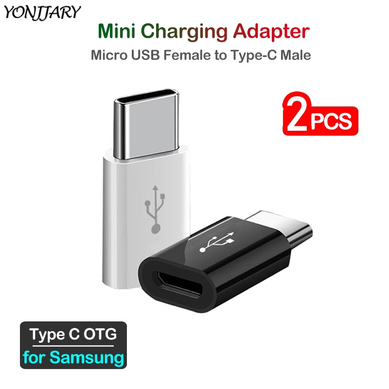 Adaptador de carga Micro USB tipo C para Samsung Galaxy S8, S9, S10, S20 Plus, Ultra S10E, Note 8, 9, 10 + 5G, conector USBC OTG 2 uds.