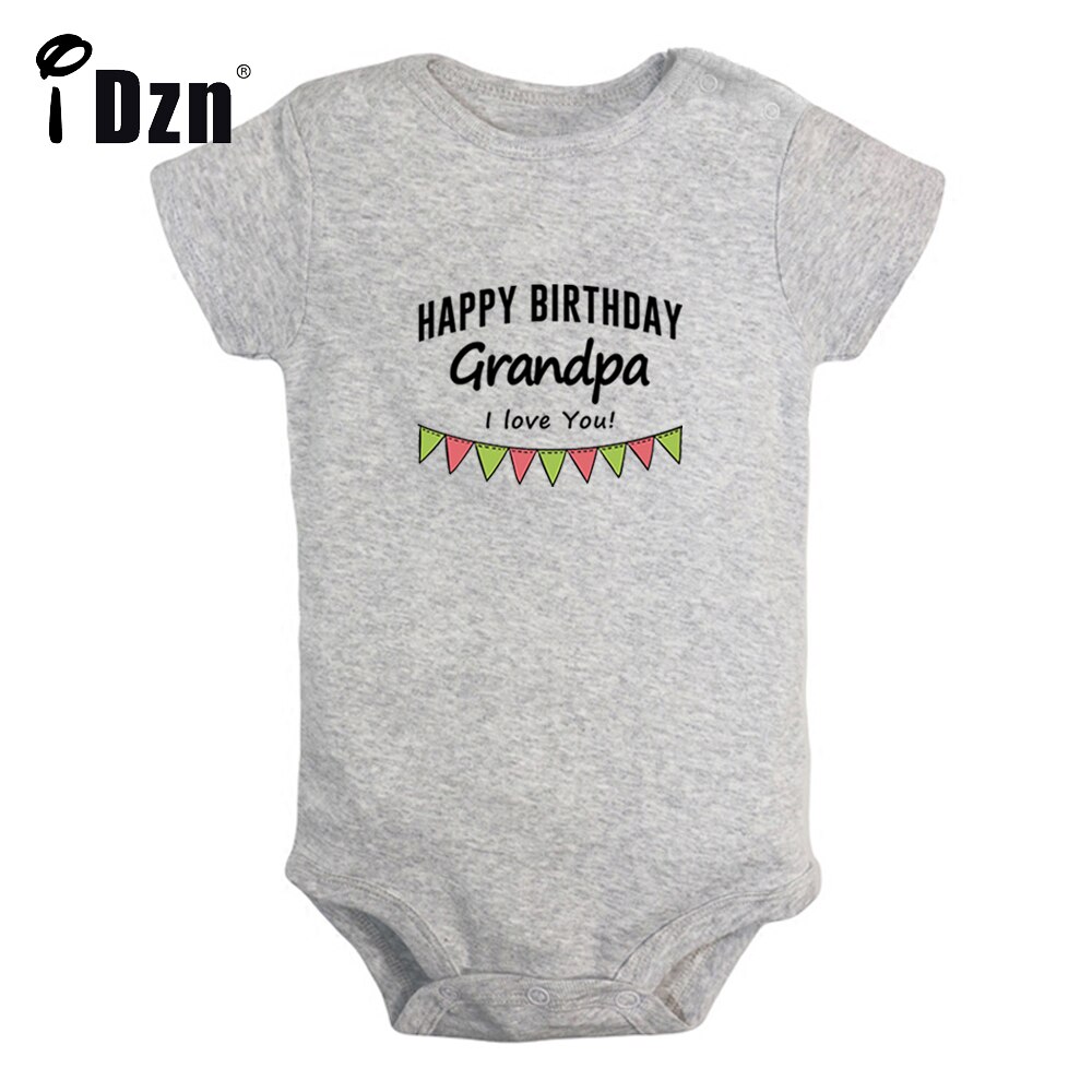 Feliz aniversário vovô eu te amo bebê meninos diversão macacão bebê meninas bonito bodysuit infantil mangas curtas macacão roupas macias