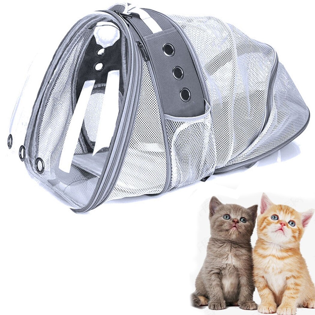 Cat Carrier Bags Breathable Pet Carriers Small Dog Cat Backpack Travel Space Capsule Cage Pet Transport Bag Carrying For Cats: Grey