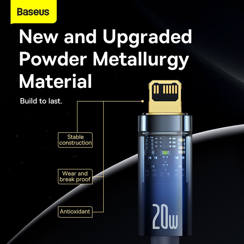 Baseus USB Cable For iPhone PD20W Auto Power-Off Fast Charging Cord For iPhone 13 12 11 Pro Max iPad Date Transport Cable