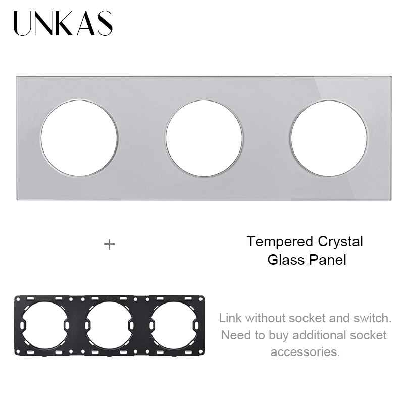 UNKAS Free Combination Single Gray Tempered Crystal Glass Panel Grey Modules DIY Matching For Wall Socket Switch: Gray 258 Panel