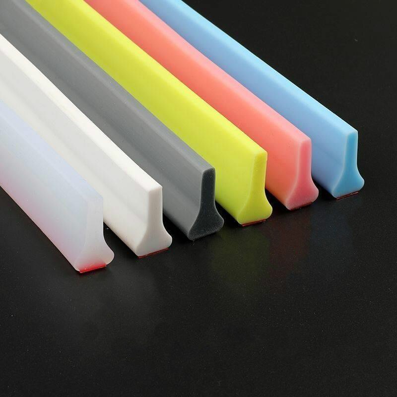 Collapsible Shower Threshold Water Dam Shower Barrier And Retention System Waterproof Silicone Strip For Bathroom Sink Kitchen