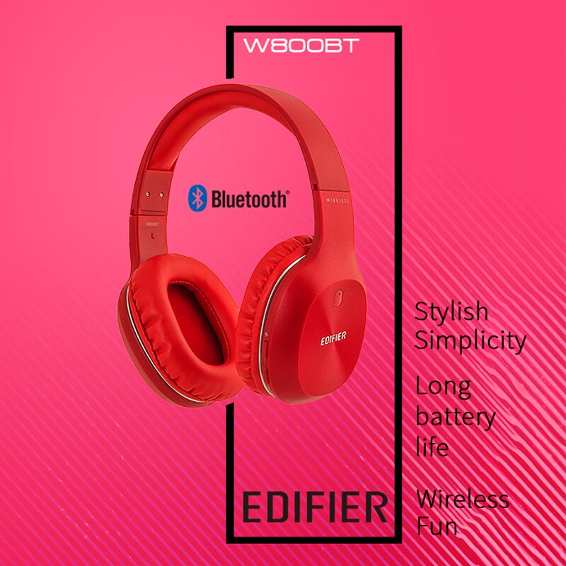 Edifier W800BT Draadloze Bluetooth Koptelefoon Op Ear Controles Lichtgewicht Comfort En Tot 35 Uur Afspelen