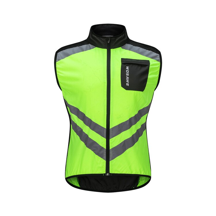 Wosawe Mountainbiken Windjack Vest Reflecterende Waterdichte Huid Korte Mouw Top Licht Mtb Reflecterende Vest: green / XXXL