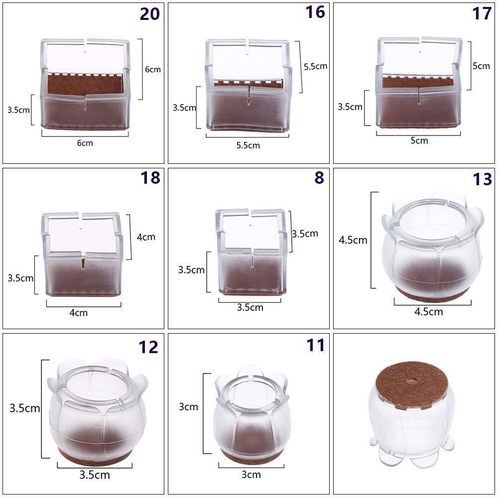 4 st golvbordsfotsöverdrag i massivt trä silikon tjock slitstark halkskyddsmöbel stum golvskydd stol benskyddsdyna