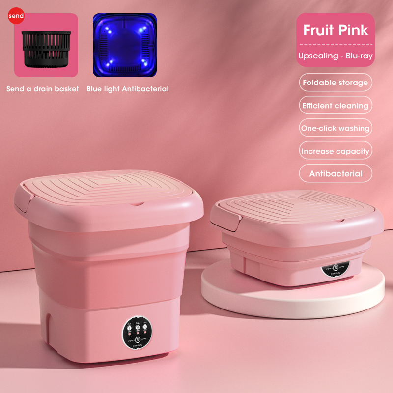 Mini Opvouwbare Wasmachine Met Droger Emmer Sokken Ondergoed Schoonmaken Wasmachine Reizen Slaapzaal 110 V-240 V EU ONS: Khaki / EU