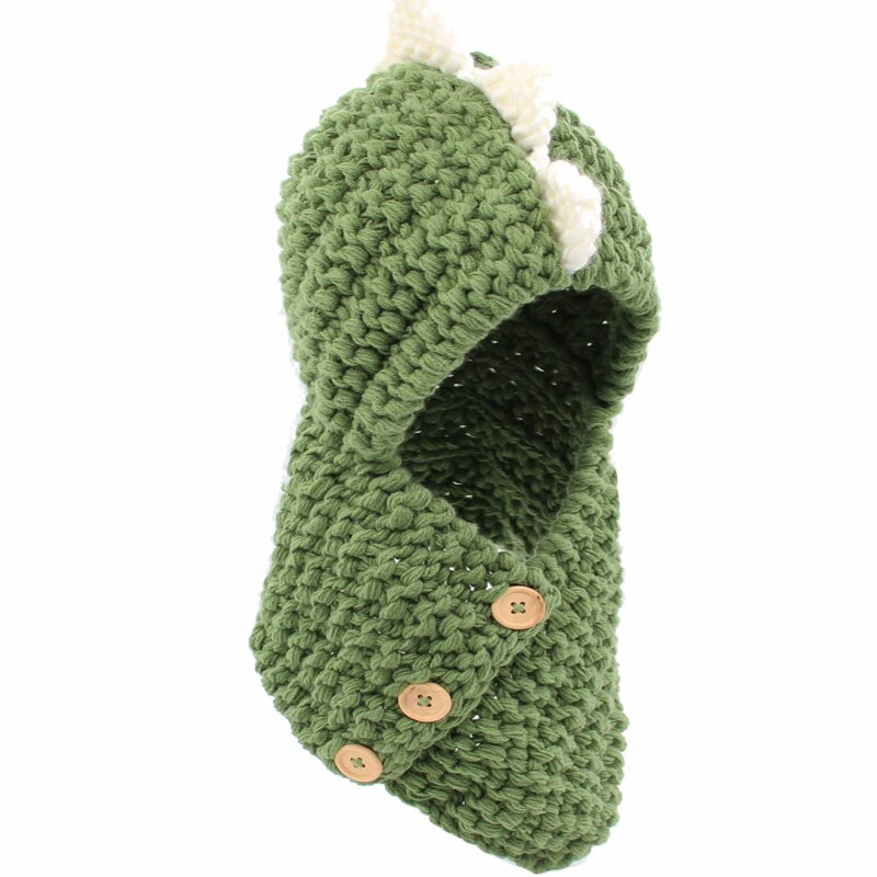 Gorros de algodón tejidos con diseño de dinosaurio para niños, gorros de invierno para niñas y niños, gorros para exteriores de primavera y otoño.: 3