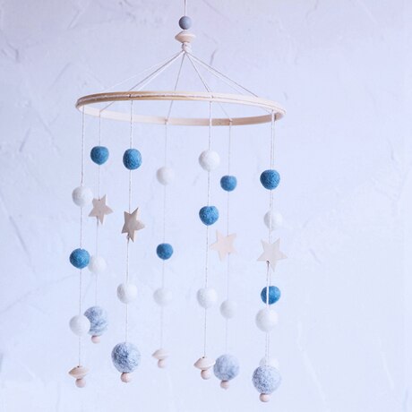 Baby Rattles Mobile Wooden Beads Trojan Wind Chimes Baby Toys For Kids Room Bed Hanging Decor Tent Decor Photography Props: Blue ball