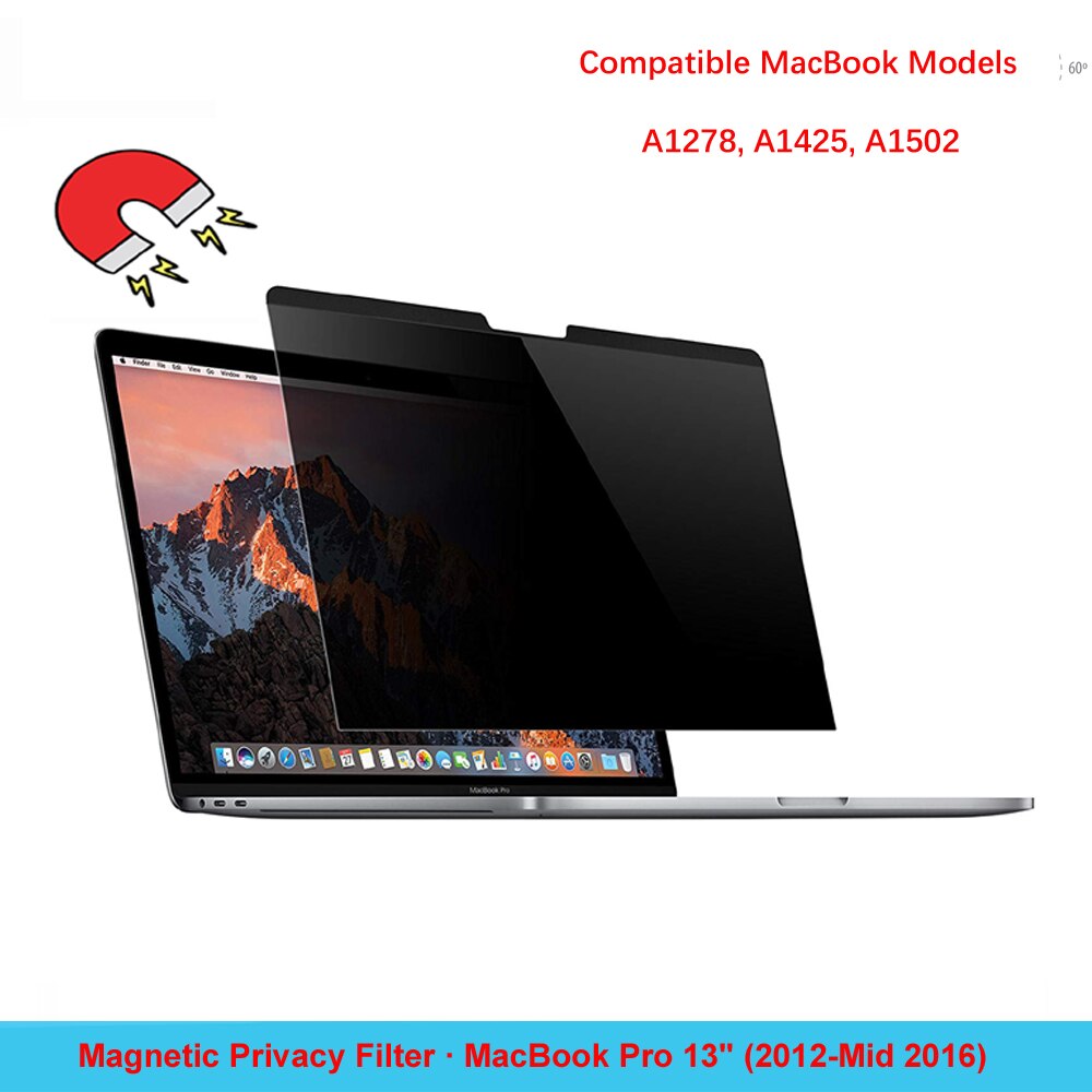Magnetische Privacy Filter Anti-Glare Screen Protector Voor Macbook Pro 13 &quot;Met Retina Display -Mid )- A1278, A1425, A1502