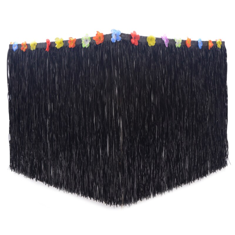 Table Skirt For Tropical Hawaiian Party Decorations Beach Party Decorations Supplies Adult's Kid's Birthday Table Cover Decor: Black