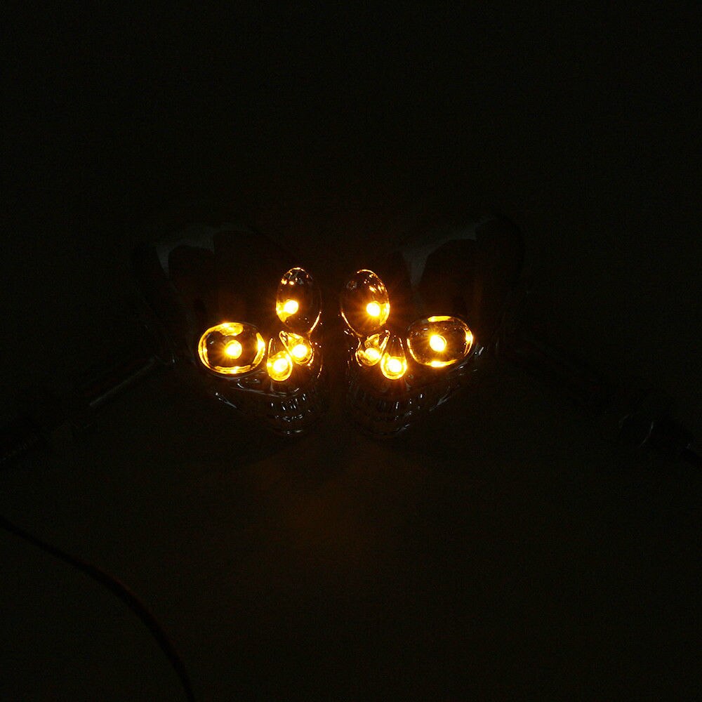 4x doprowadziło uniwersalny motocykl chrom czaszka włącz wskaźnik sygnału migająca bursztynowa lampa lampa podwójny sport rower krążownik Bobber