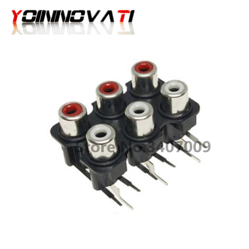5pcs/lot RCA socket 4P multichannel audio signal input socket 4-hole lotus socket 4-position lotus socket connector: Lavender