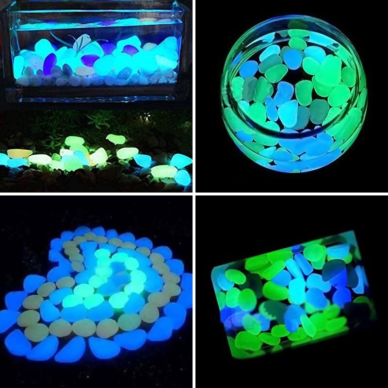 100 stuks tuindecoratie lichtgevende stenen decoratieve fluorescerende kiezels rotsen lichtgevende paden aquariumdecoraties