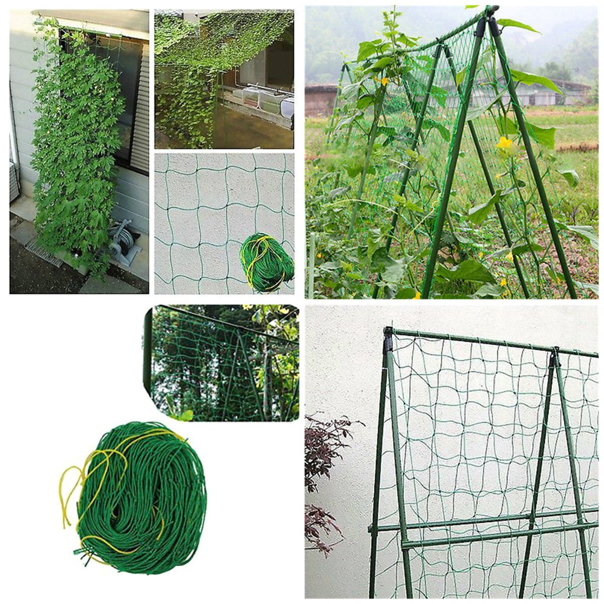 Klatrebønneplantnett vokser gjerde hage grønn nylon espaliernettstøtte 1.8 x 0.9m, 1.8 x 1.8m