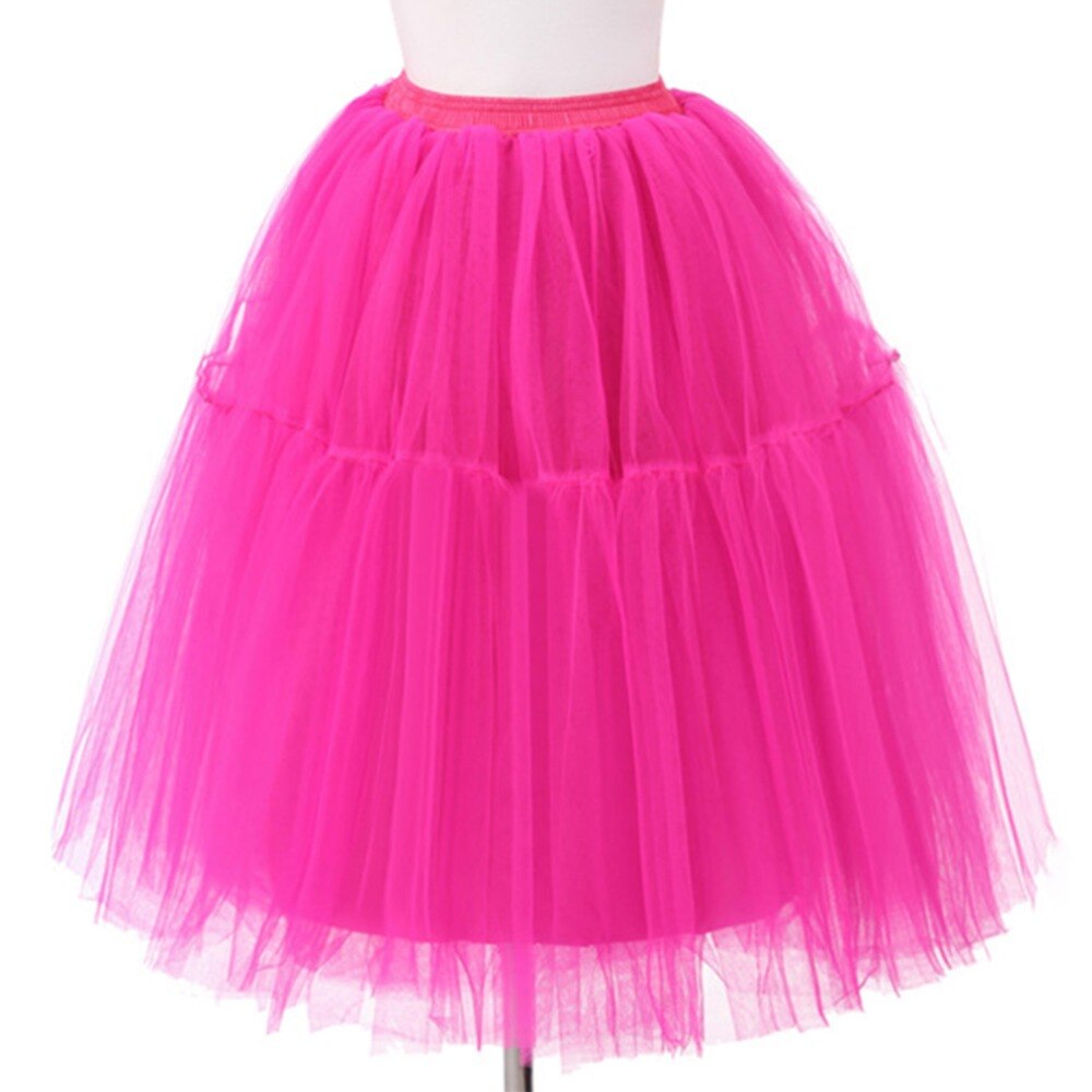 Korte Petticoat Tule Rokken Vrouwen Elastische Stretch Lagen Zomer Volwassen Tutu Rok Onderrok Rockabilly: Hot Pink
