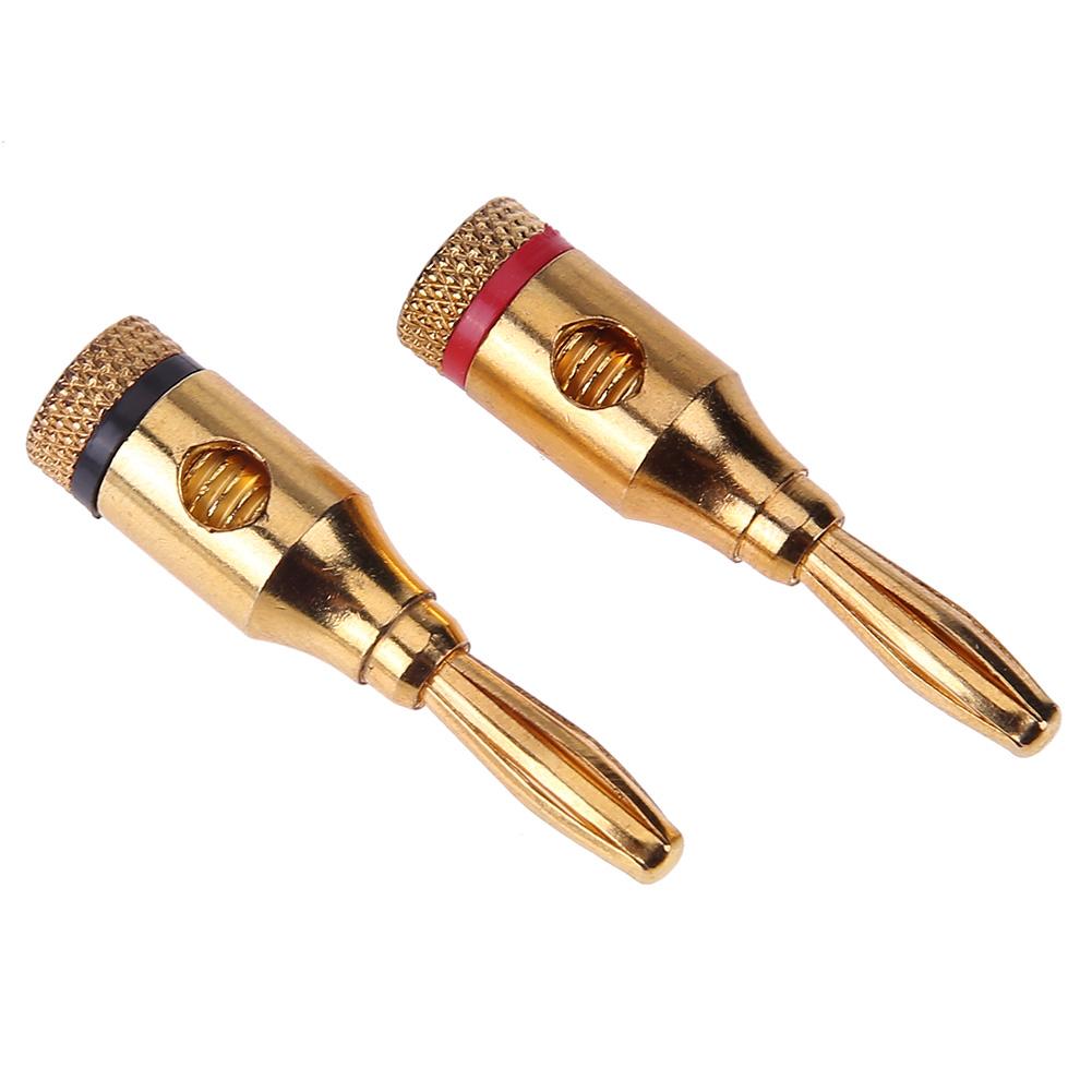2 stücke Gold-überzogene Banane Stecker Musical Audio- Lautsprecher Kabel Draht DIY Stecker