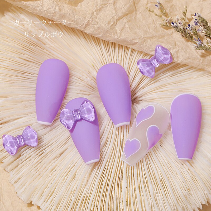 10 Uds. De lazos 3D para decoración de uñas, accesorios de manicura para manicura, adornos japoneses de colores, Semi transparentes