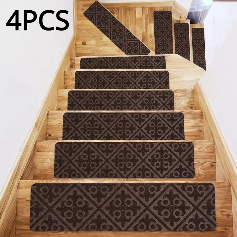 Polymères de bande de roulement auto-adhésifs doux pour la maison, tapis d'escalier, tapis de protection, non ald, motifs multiples, absorbant, 76x20.3cm, 8 pièces: Rouge