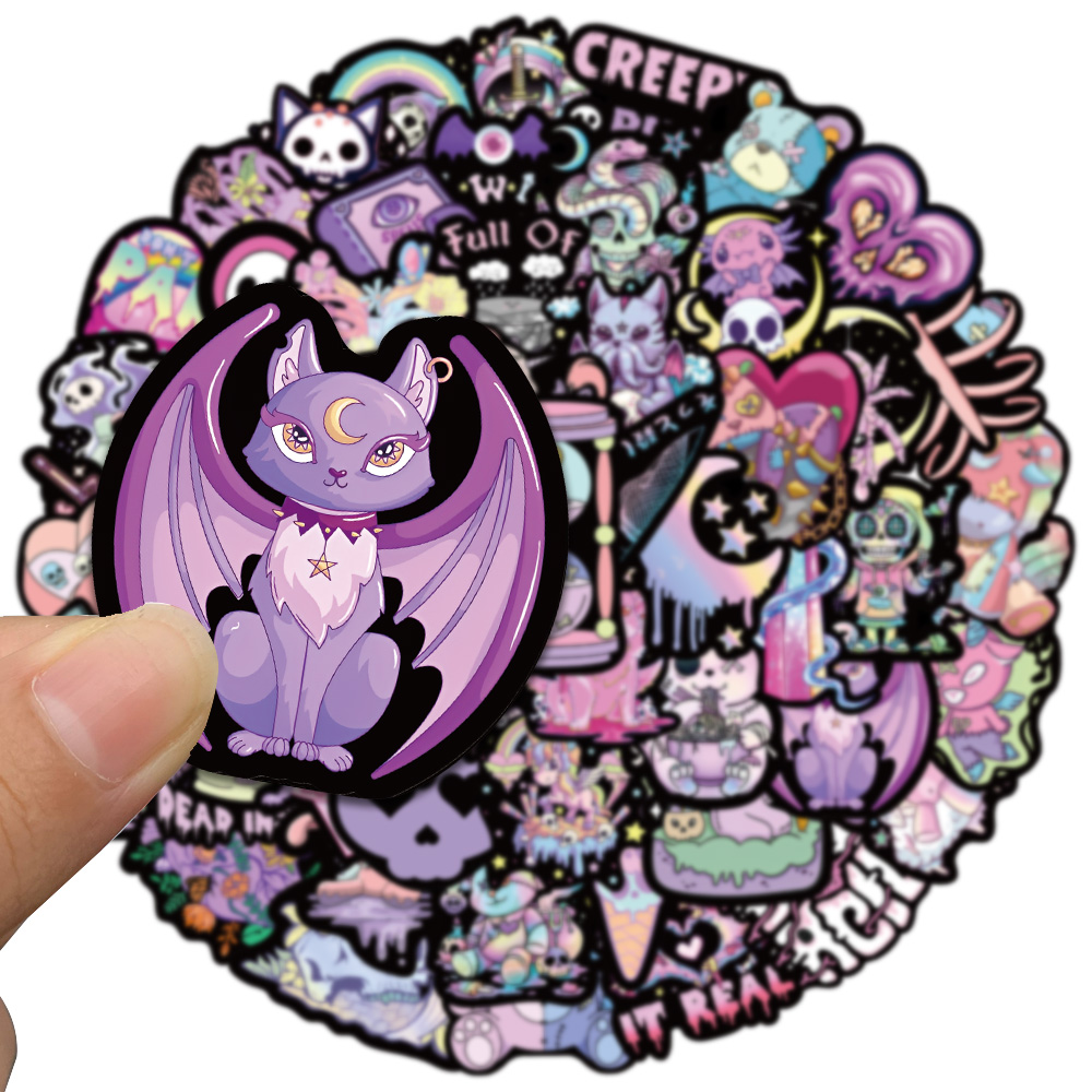 56 pièces effrayant mignon ténèbres gothique dessin animé crânes autocollants pour ordinateur portable téléphone bagages tasse étanche Graffiti vélo voiture décalcomanies