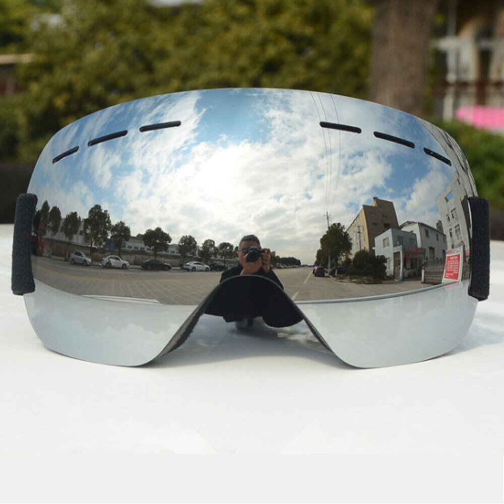 Winter Ski Goggles Unisex Snowboard Goggles Gear Skiën Sport Volwassen Eyewear Anti-Fog Uv Lens Abs Ski Mask Outdoor sport: Zilver