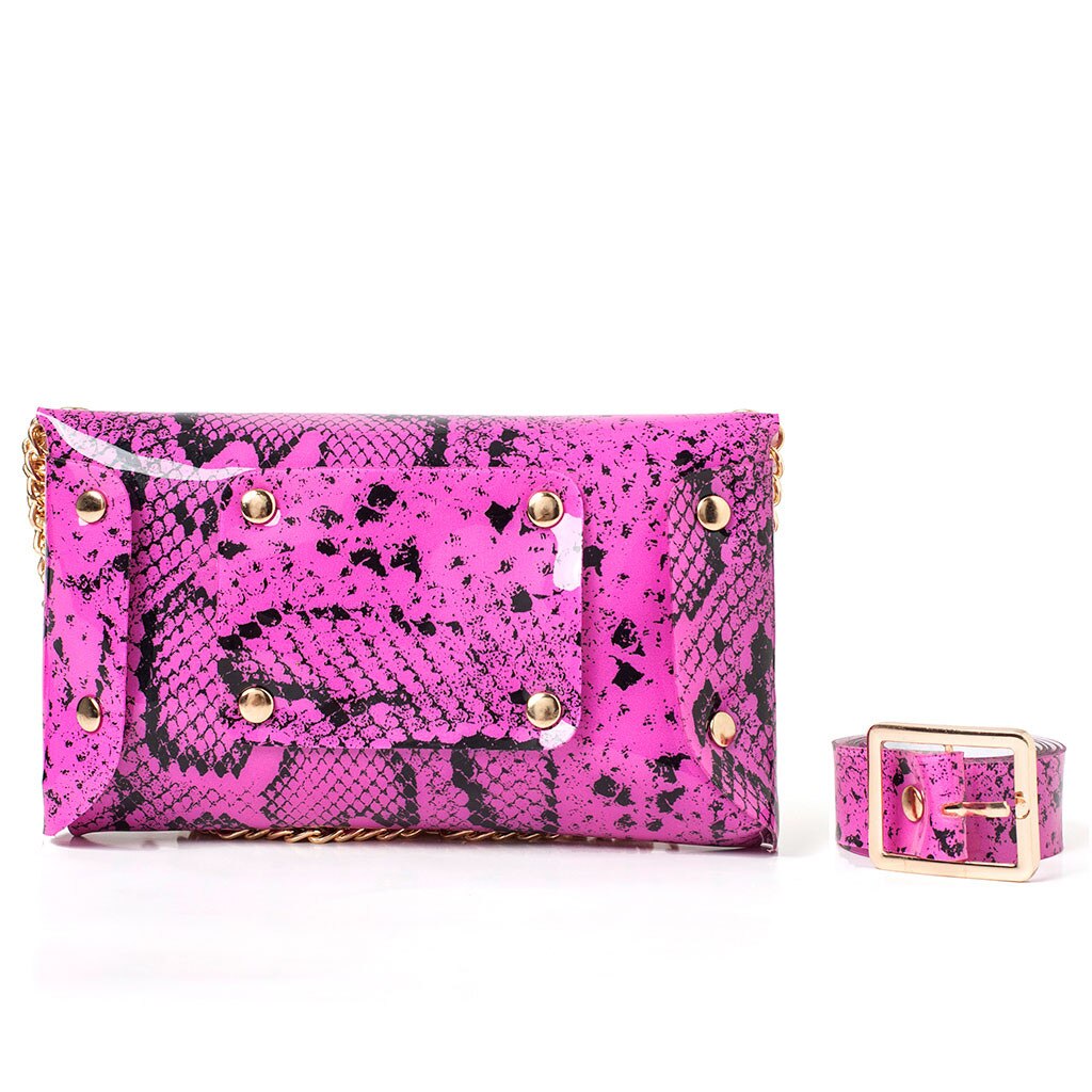 Neon- GrüNe Schlange Druck Taille Tasche Gürtel Tasche Frauen Serpentin PU Leder Taille Brust Taschen Weibliche fanny Pack Heuptas