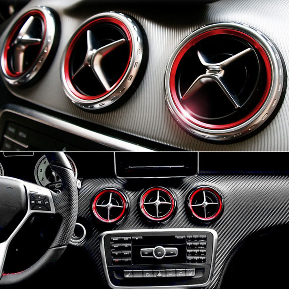 Rood 5 stuks luchtrooster uitlaat ring afdekkingen rood voor mercedes/benz gla cla 180 200 voor mercedes voor mercedes/benz