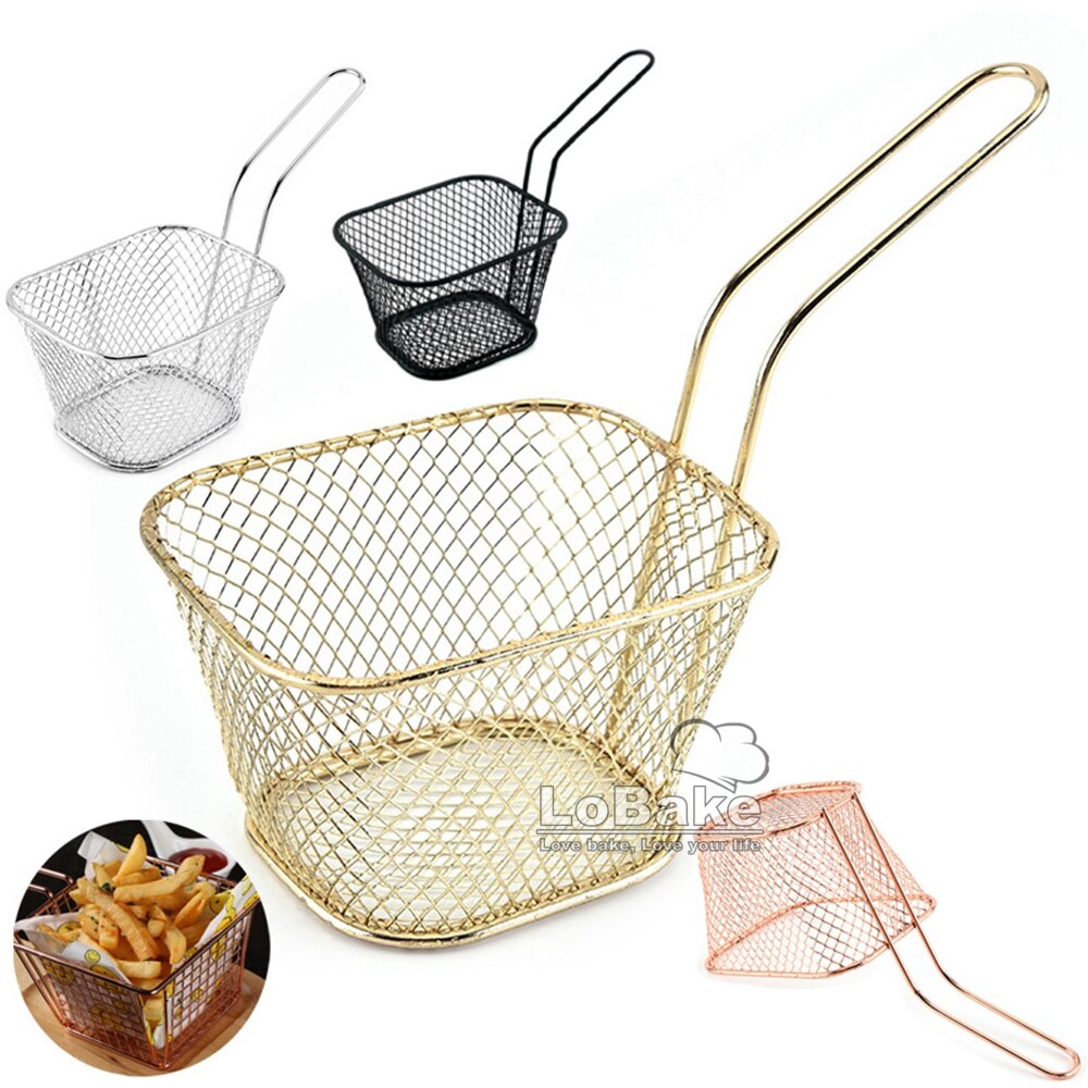 Stainless Steel French Fries Fried Chicken Basket Potato Chips Strainer Snack Food Mesh Basket Grease Drain DIY Kitchen Gadgets
