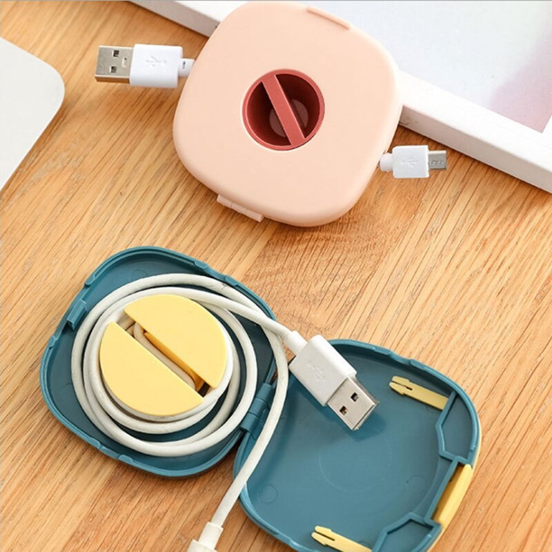 Portable Data Cable Storage Box, Rotatable Vable Organizer, Used for Earphone Charging Cable Organizer 5 PCS