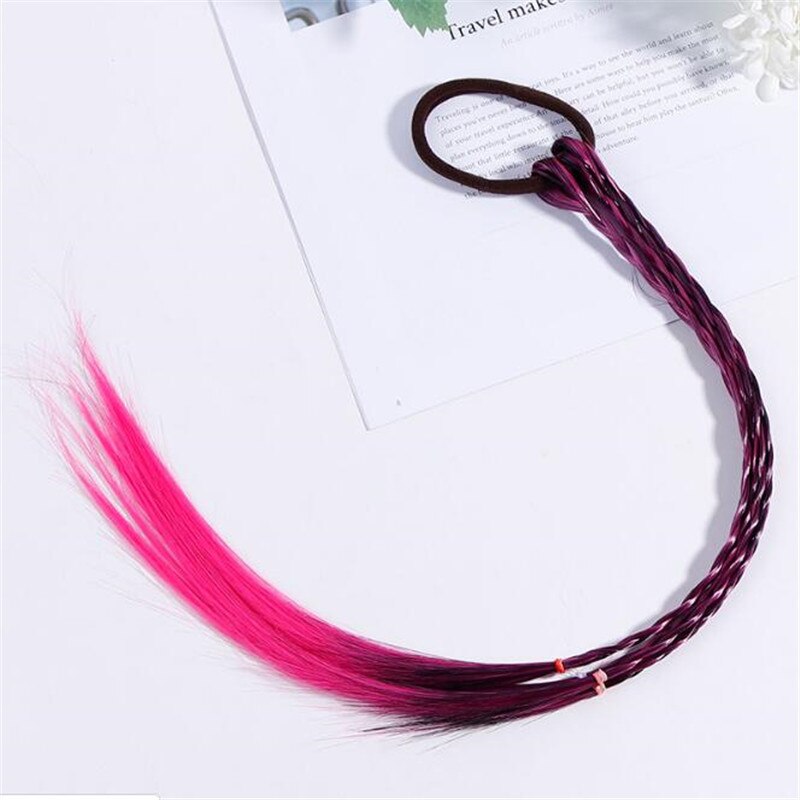 Perruque bandeau Simple en caoutchouc pour filles | Corde tressée, accessoires pour cheveux, perruque corde pour cheveux, outils pour cheveux, coiffe de tête de cochon: Rose Rouge