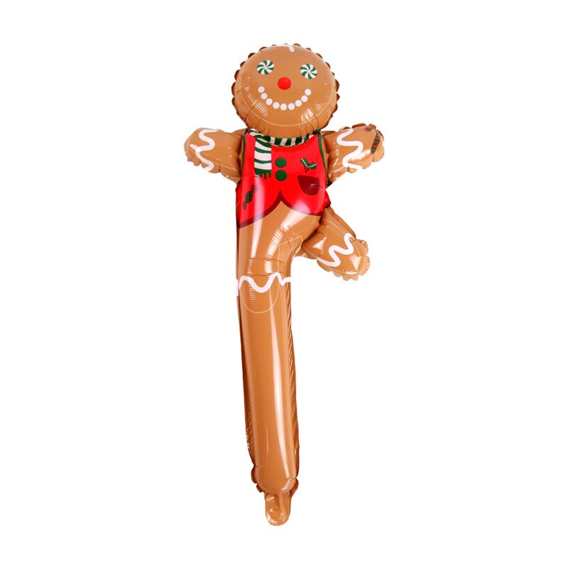 24 Inch Christmas Inflatable Stick Cane Candy Elk Head Gingerbread Man Snowman Holding Balloon