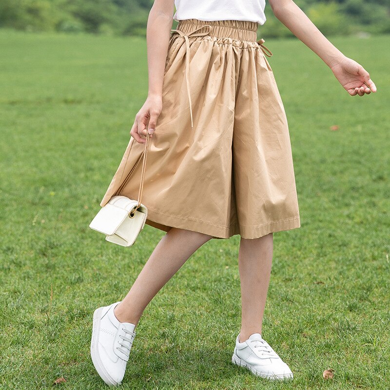 Girls Culottes Summer Trousers Big Boys Girls Loose Children'S Casual High-Waisted Wide-Legged Trousers 4-13Y