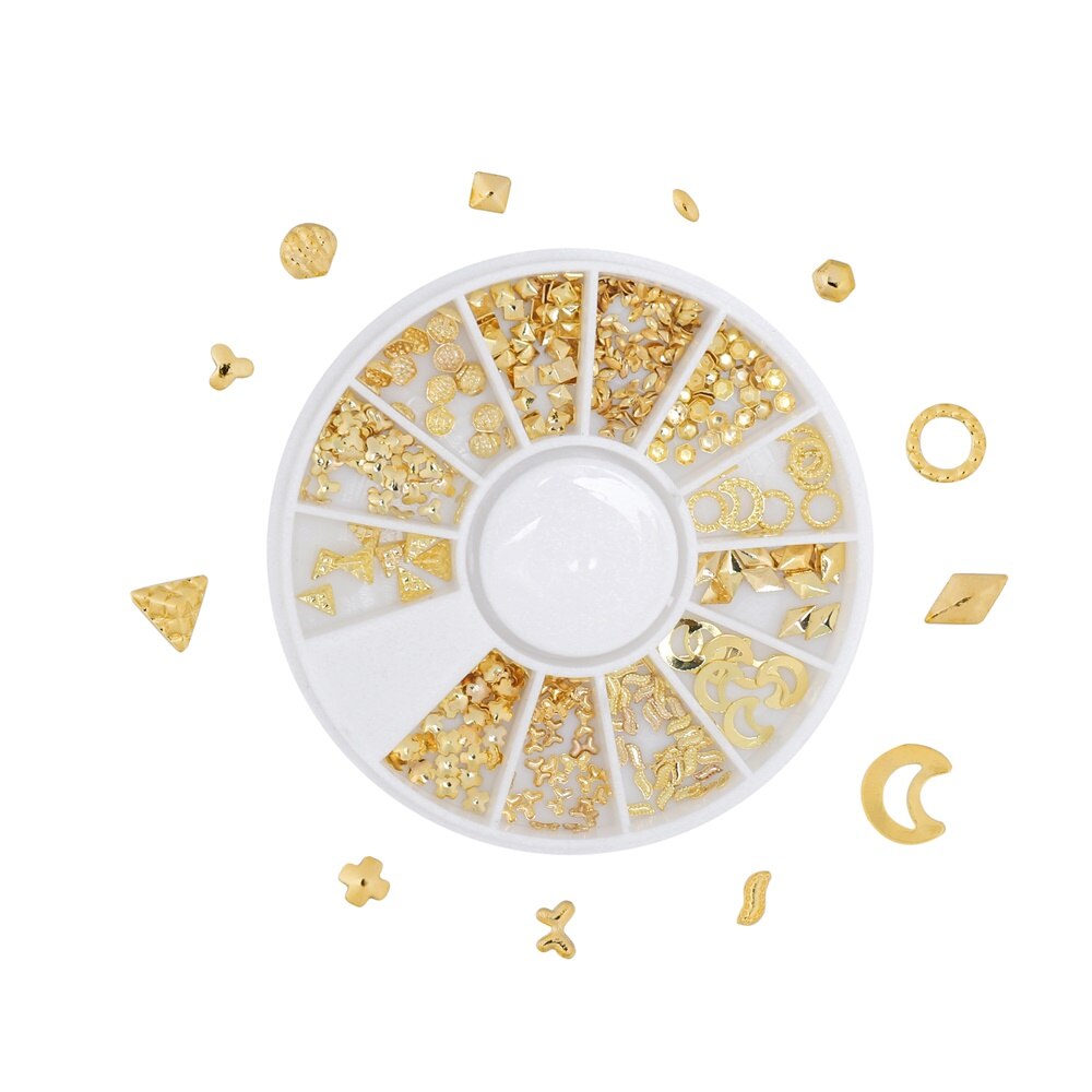 1Box Mini Heart Star Moon Gold Nail Art Glitter Metal 3D Frame Jewelry Epoxy Resin Mold Filling For DIY Crafts Making Decoration: Style 08