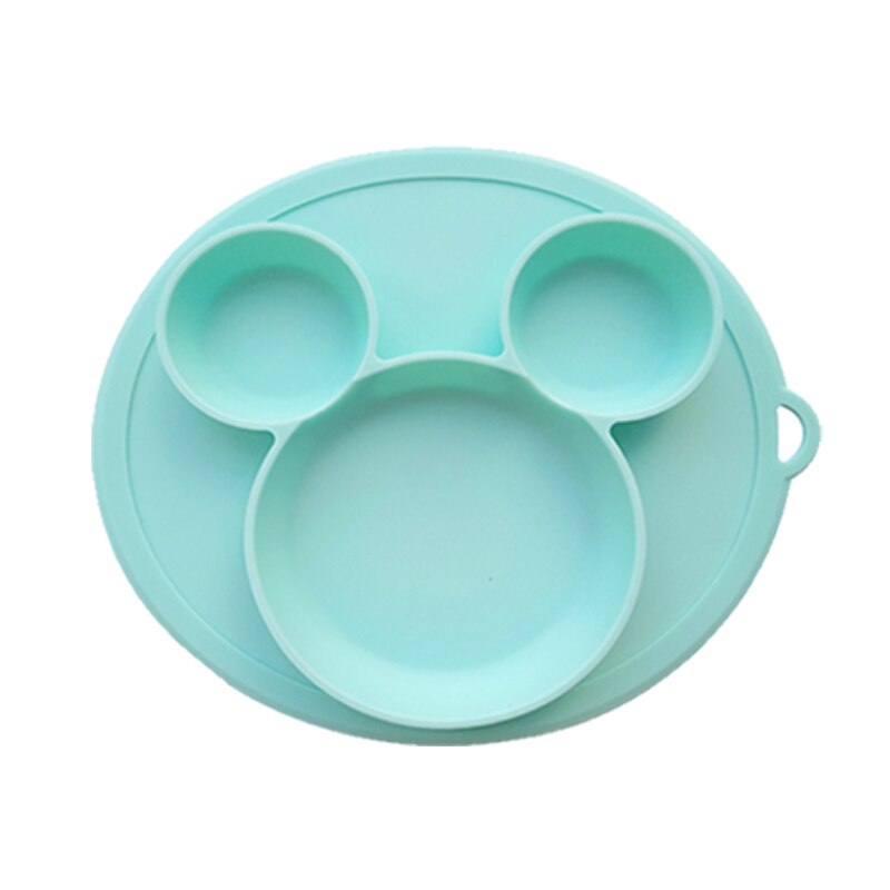 Plate for Kids with Silicone Baby Bowl Suction BPA Free Feeding Baby Tableware Children Dining Dishes: Mint