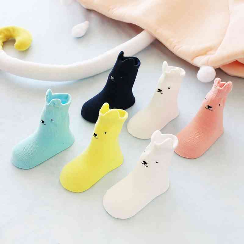 3Pairs/Lot Cartoon Ears Baby Boy Girl Socks Soft Cotton Infant Toddler Floor Socks Autumn Winter Lovely Baby Socks