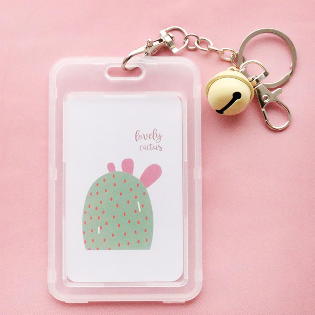 Carte bancaire carte d'identité Bus porte-carte sac avec cloche chaîne dessin animé Transparent porte-carte en plastique porte-carte porte-clés manchon ensemble r57