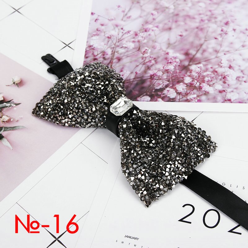 Diamant Zwart Rood Strikje Mannen Voor Strass Kraag Mannen Bowtie Kristal Chaton Super Cool Luxe Wedding Party Strikjes vlinder: 16