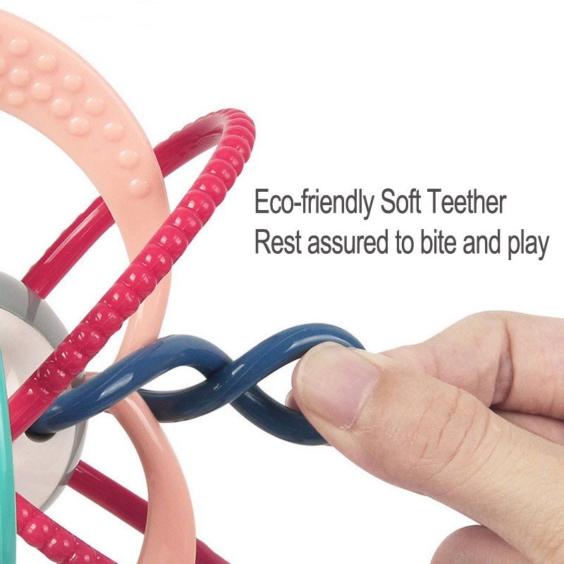 Weiche BeißRing Baby Rasseln Spielzeug für Kleinkind Kleinkind 0 12 Monate Entwickeln Hand Greifen FrüHenne Lernen Spielzeug Ring Glocke Klang Ball