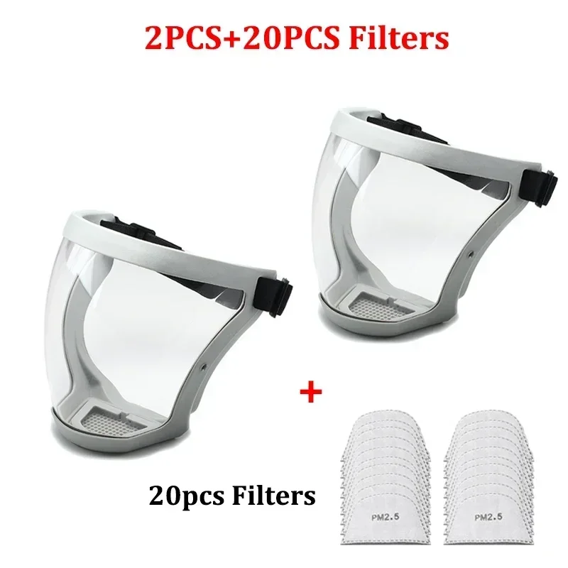 Masque de protection facial complet, tête transparente, couvercle de protection pour les yeux, lunettes, visières d'écran, Anti-poussière, coupe-vent, Anti-buée, outils de cuisine: Marron