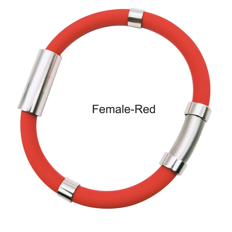 Pulsera antiestática de gel de sílice de iones negativos para hombre y mujer, brazalete deportivo para actividades al aire libre, banda de seguridad para el trabajo, elimina la estática: women red