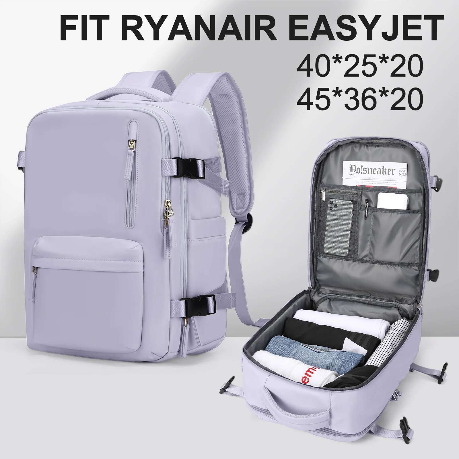 Damkabinresebärbar dator med stor kapacitet easyjet handbagage 45 x 36 x 20 ryggsäck ryanair 40 x 20 x 25 vattentät väska bagage