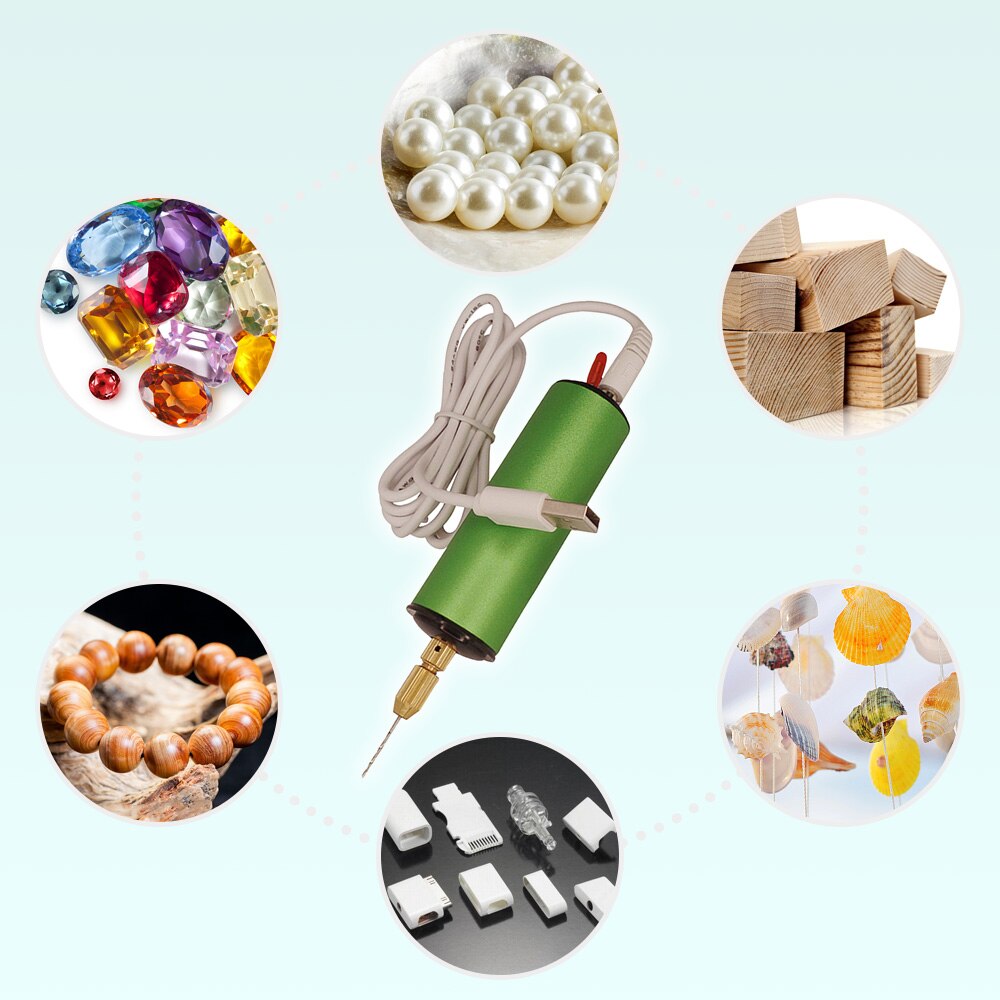 Verstelbare 0.8-1.2Mm Elektrische Mini Boor Met 8Pc Boor 0.8Mm &amp; 1.1Mm Voor Sieraden diy Aluminium Product Hout Sleutelhanger Maken