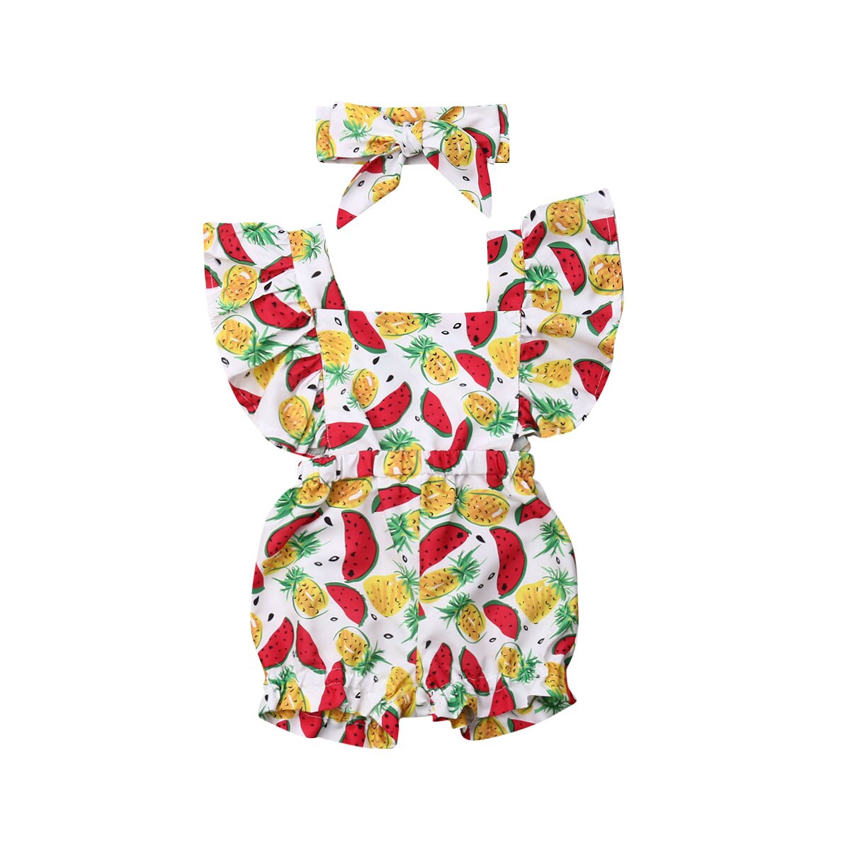 Baby Kleding Ananas Watermeloen Meisjes Romper Baby Zomer Kleding Pasgeboren Ruche Jongens Jumpsuit Baby Meisje Kleding Baby Kostuum: WHITE / 12m