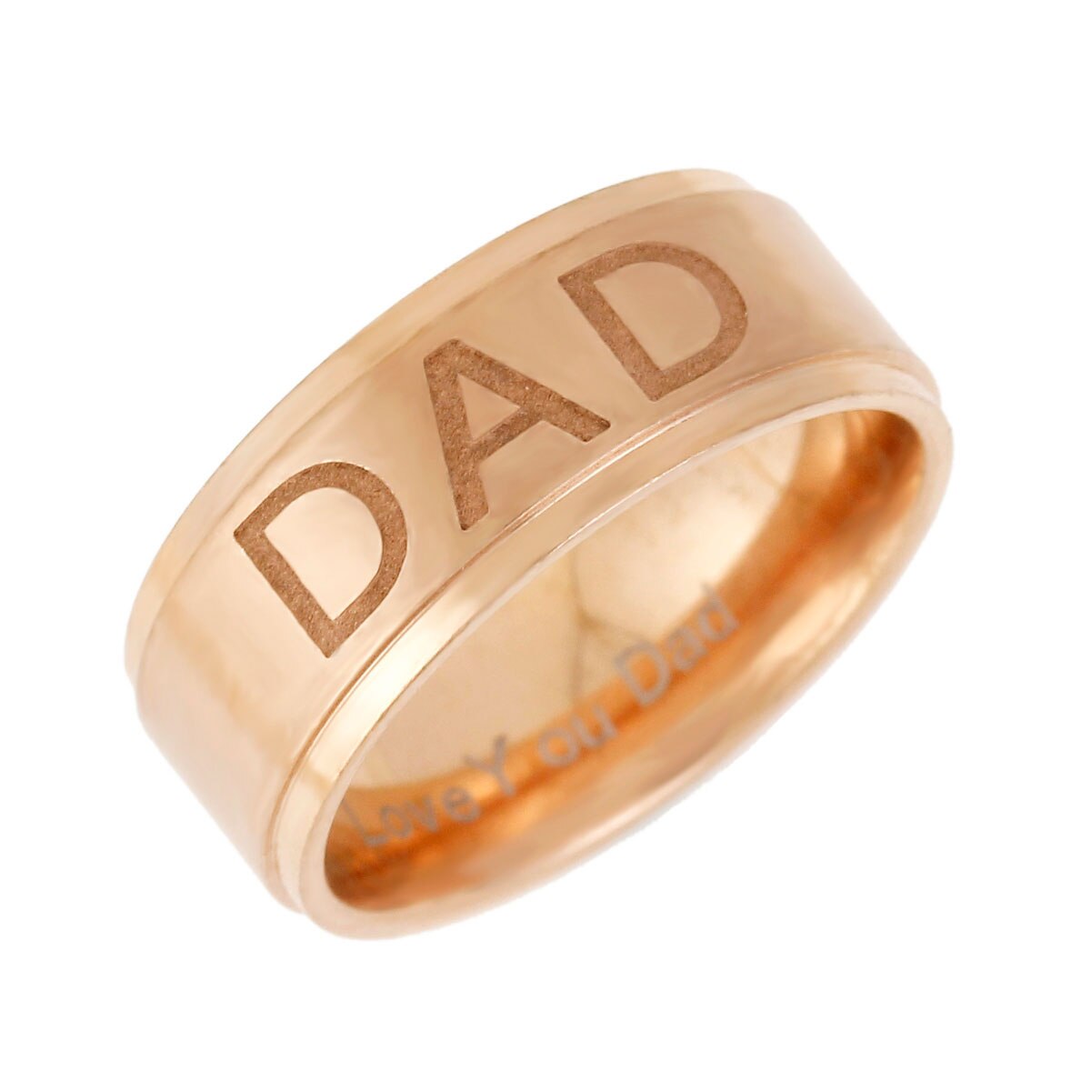"LOVE YOU DAD” Stainless Steel Dad Ring Engraved Love You Dad Men's Ring Jewelry Father's Day: 7 / rose gold