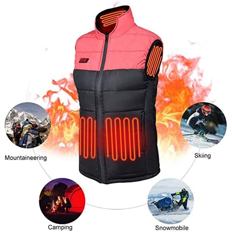 4 Areas Heated Vest Jacket USB Men Winter Smart Heating Sport Cotton Warm Women Sleevless Unisex Outdoor Vest Vest Jacket U2C8
