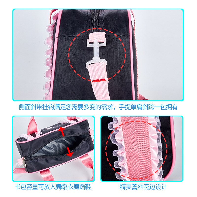 Ruoru-bolsas de encaje para Ballet para niñas y mujeres, paquete de mochila de baile para bebé, bolso de mano para Ballet