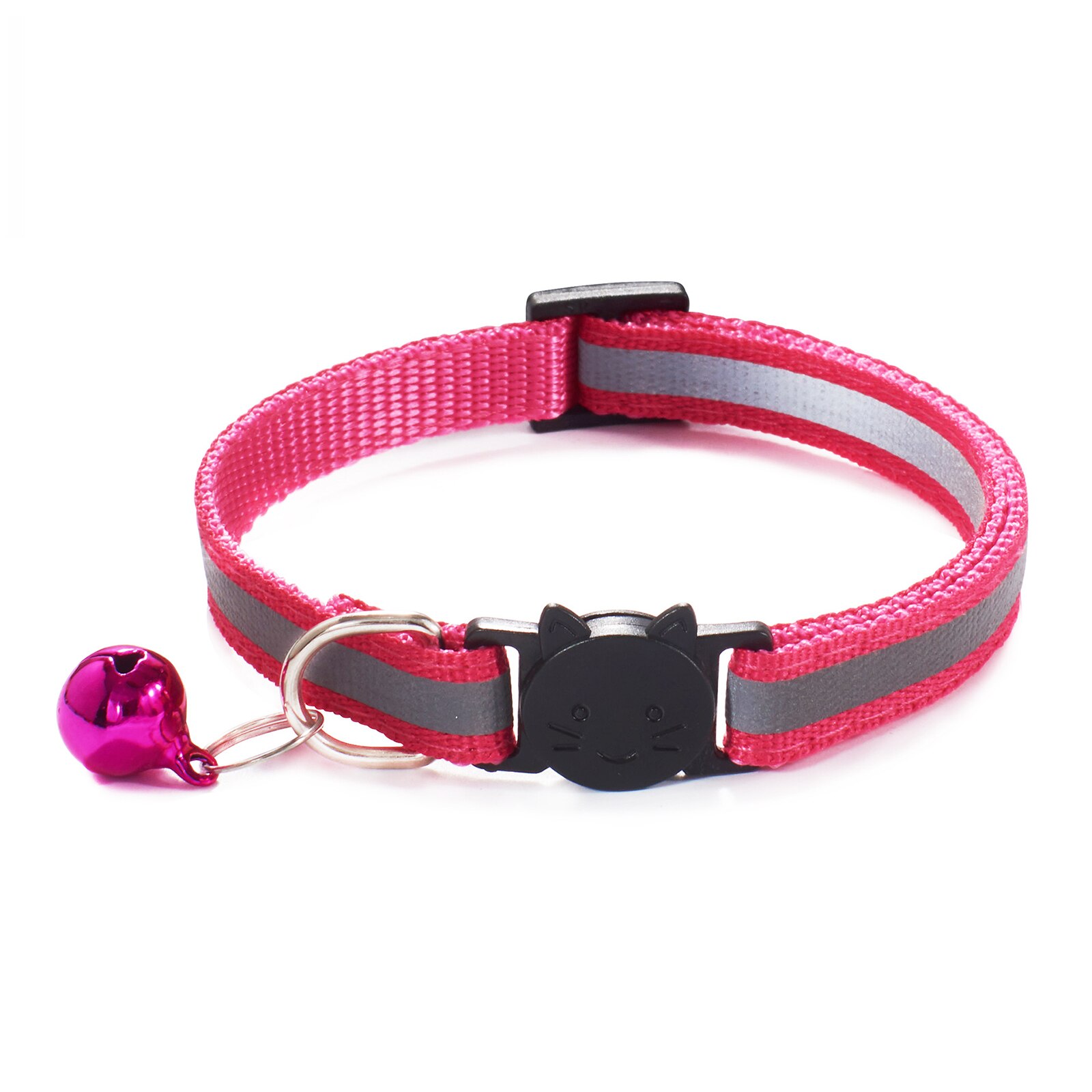 Collar de campana para gatos calientes, hebillas ajustables reflectantes de nailon, Collar para mascotas, seguro, botón para cabeza de gato, accesorios bonitos: 2