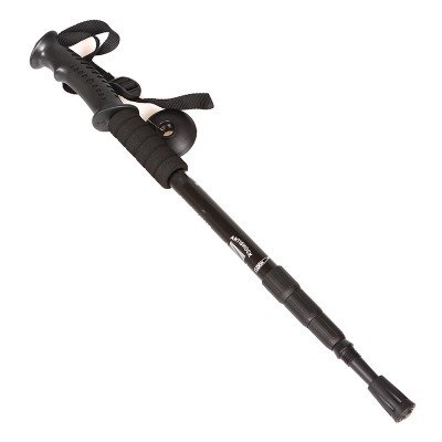 Retractable T-handle Mountaineering Stick Telescopic Baton Hiking Trekking Poles Folding Cane Crutches Non Slip Rubber Cane: black